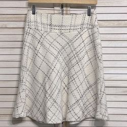 NWOT Zara Basic White/Black A-Line Tweed Plaid Skirt Women’s 6 PRICE FIRM