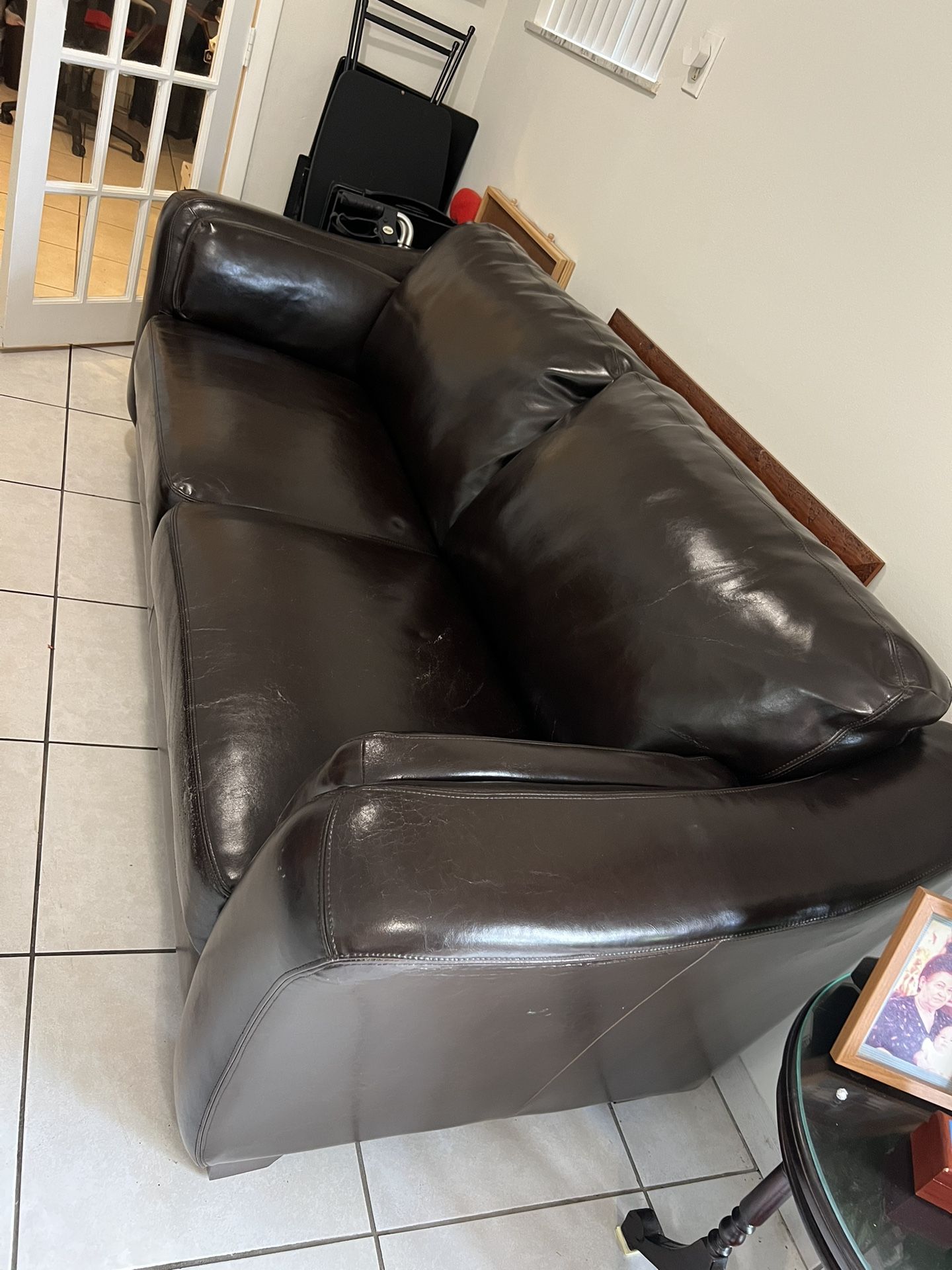 Faux Leather Sofa & Chair