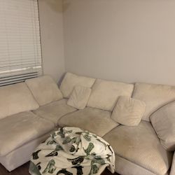 Cream/white Colored Modern Sectional Couch
