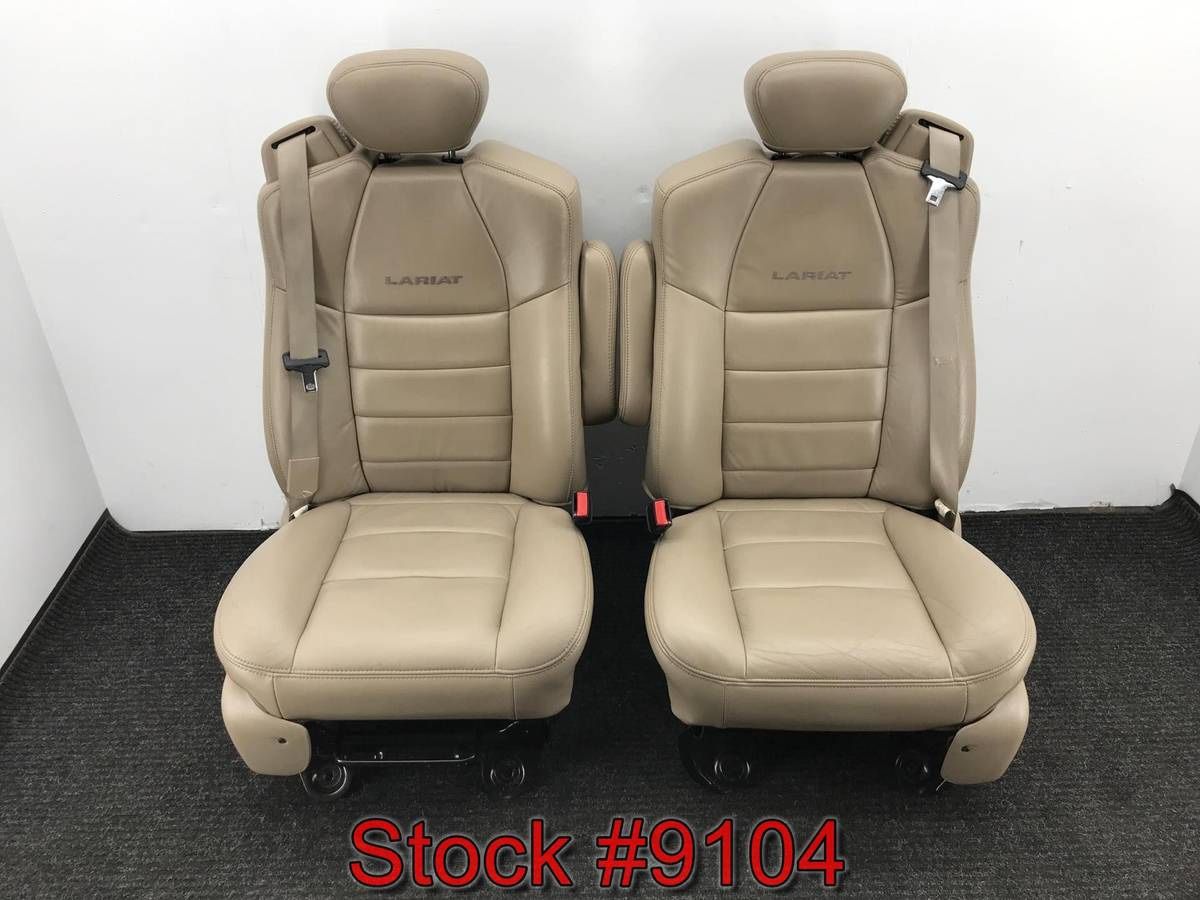 Tan Leather Front Seats For 2001 To 2004 Ford F250 F350 EXTENDED Cab Tan Leather Bucket Bench Console Stock #9104