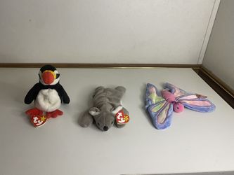 Set of 3 Ty Original Beanie Babies – Flitter, Mel & Puffer – Pre-Owned