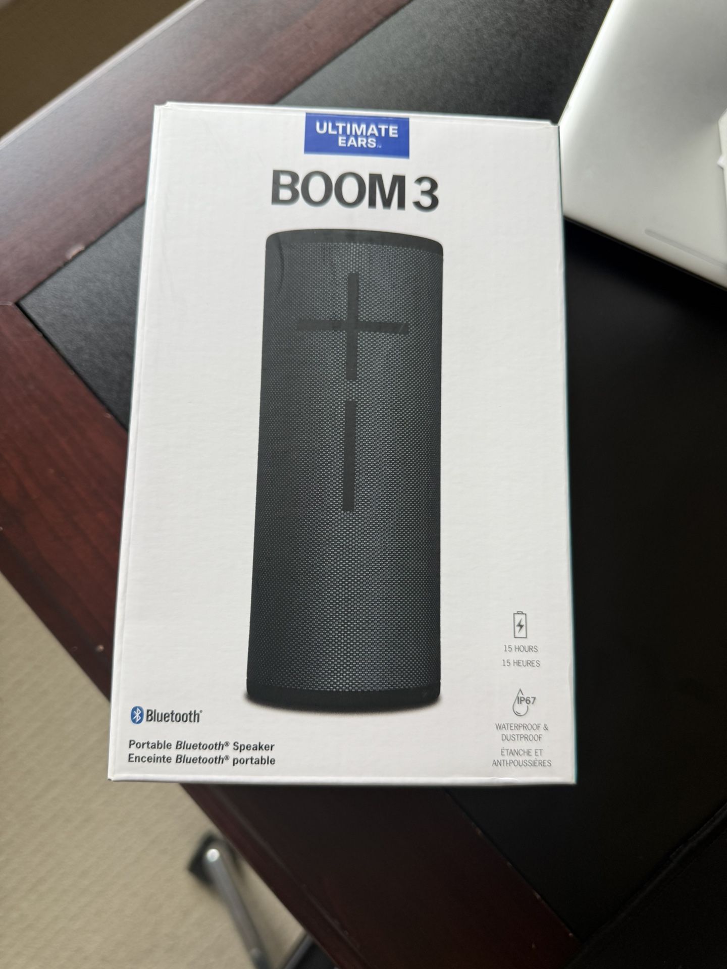 Brand New / Sealed - Ultimate Ears Boom 3 Wireless Bluetooth Speaker, Bold Sound + Deep Bass, Bluetooth, Magic Button, Waterproof, 15 Hours Battery, R