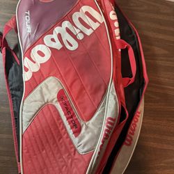 Wilson K Factor Tour Red/Black Tennis Racquet Bag Backpack Mutli Racket