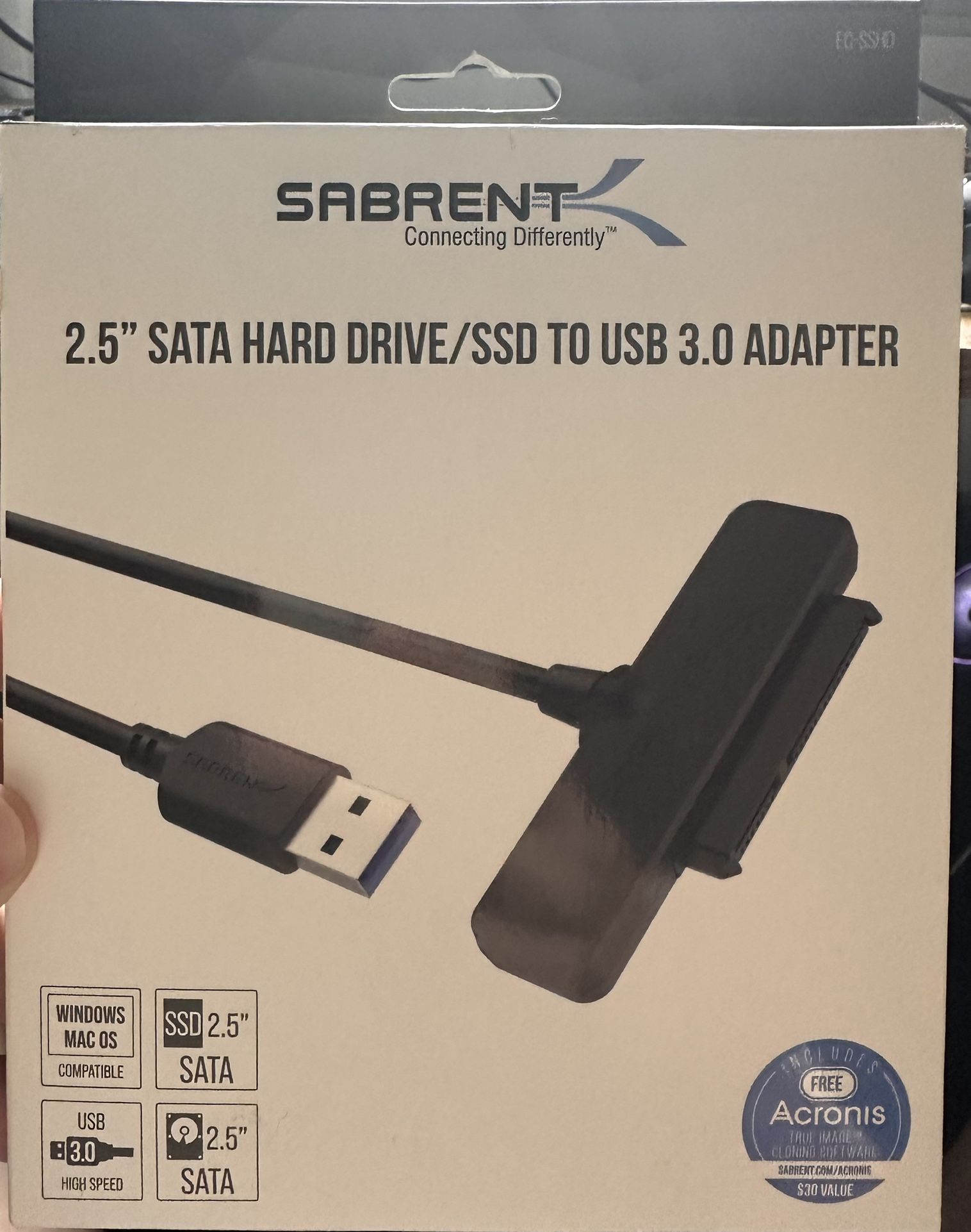 Sabrent 2.5” SATA Hard Drive/SSD to USB 3.0 Adapter (Model EC-SSHD)