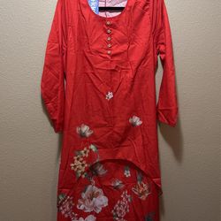 NWT Orange Flower Long Dress Size L
