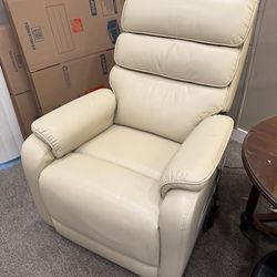 Off White Leather Recliner W/heat & Vibration