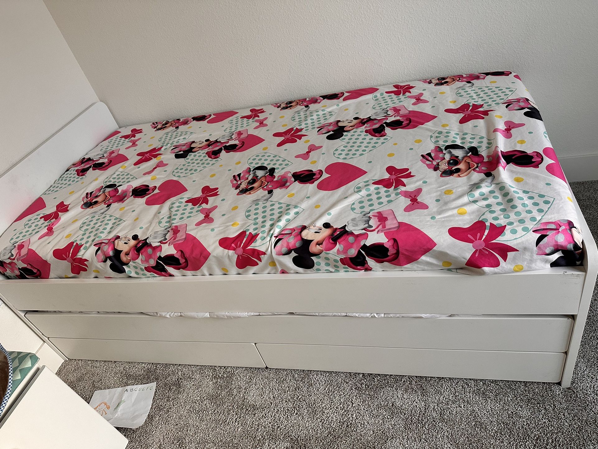 IKEA Twin Kids Bed With Under Bed + Mattress