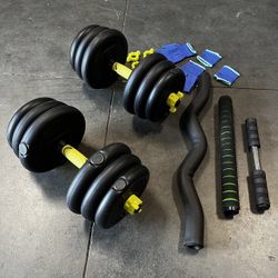 New In Box Exercise Workout Dumbbell Weight Set Curl Bench 44 Lbs 