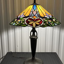 Tiffany Style Handmade Stained Glass Table Lamp Desk Light 24"