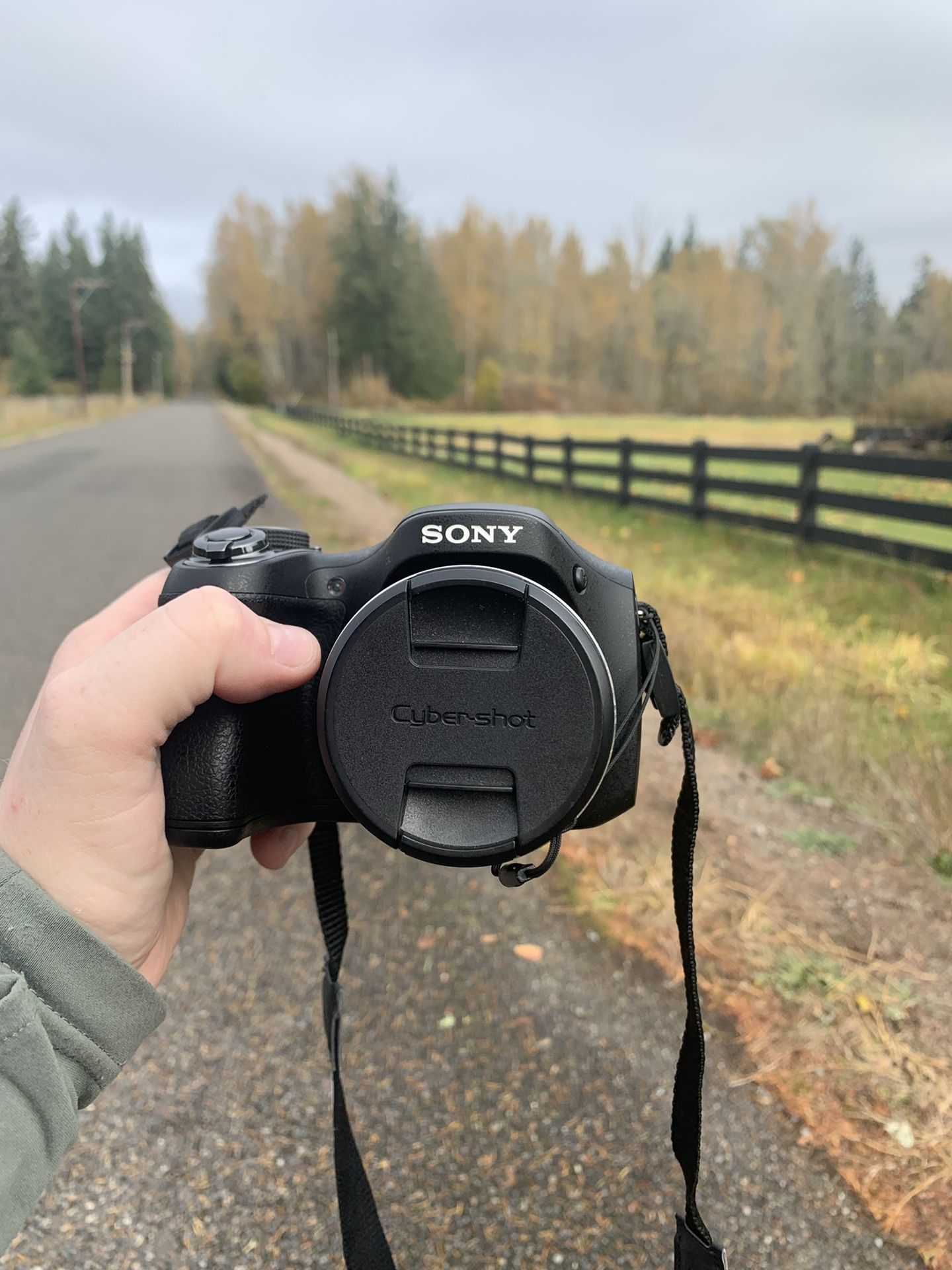 Sony cyber-shot with neck strap and bag