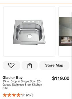 Glacier Bay 25 in. Drop in Single Bowl 20-Gauge Stainless Steel Kitchen Sink