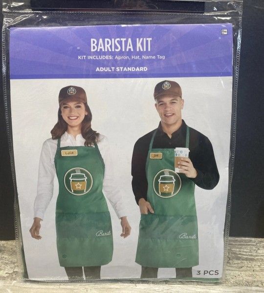 New Adult Barista Halloween Costume Kit 3 Pieces