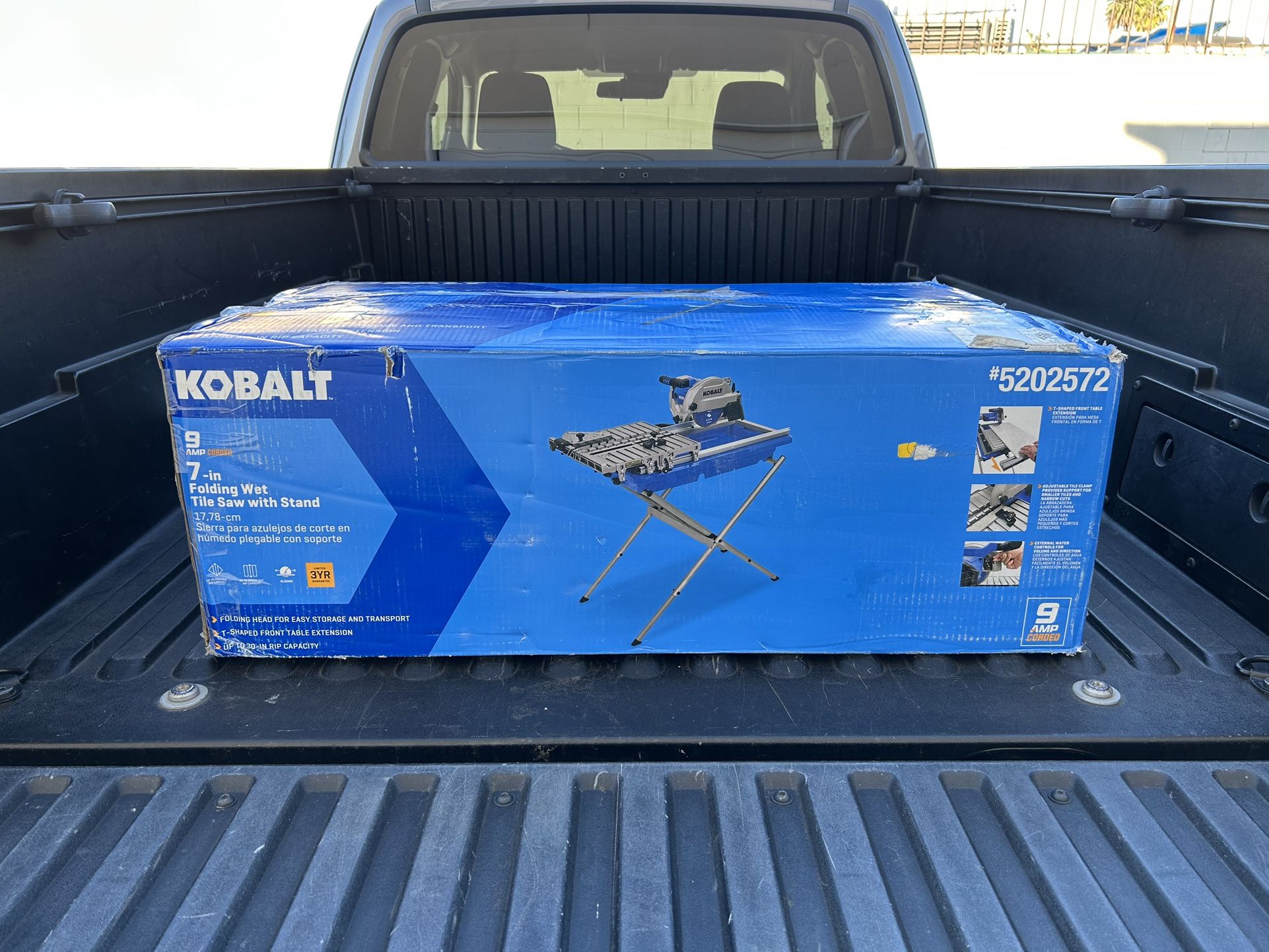 NEW Kobalt Folding Head 9 -Amp 7-in -Blade Sliding Table Tile Saw with Stand