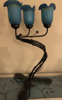 Price drop , Beautiful handmade blue 3 light lamp