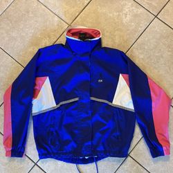 Women’s Frank Shorter Sports Gore-Tex WindBreaker Pink, Blue And White Retro 