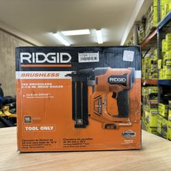 (New) Ridgid 18v Lithium-ion Brushless Cordless 18-Gauge 2-1/8 In. Brad Nailer (tool-only) W/CLEAN DRIVE Technology 