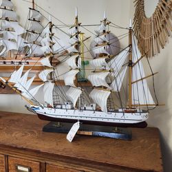 Display 19th Century Clipper Ship SAILBOAT MARITIME BEACHY NAUTICAL beauty