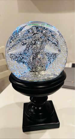 Decorative Snow Globe on Black Pedestal Base
