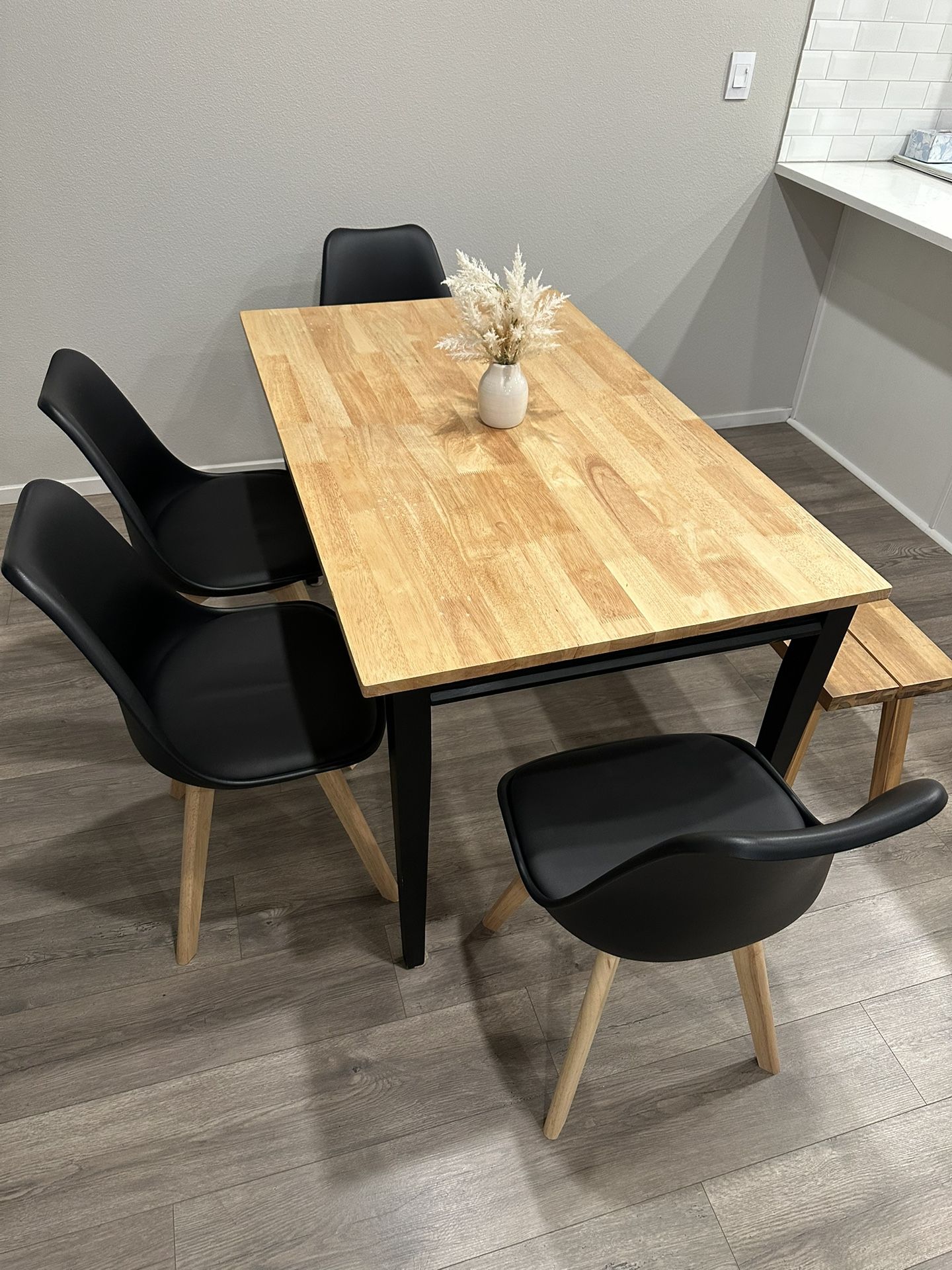 54” Large Table 4 Chairs Bench