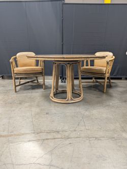 Vintage Bamboo Barrel Chairs and Marble dining table