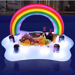 ✨New✨ Inflatable Rainbow Cloud Pool Drink Holder with Solar Lights