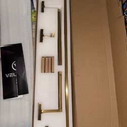 VELIMAX Premium Stainless Steel 4 Pieces Bathroom Hardware Accessories Set Wall Mounted Towel Bar Set