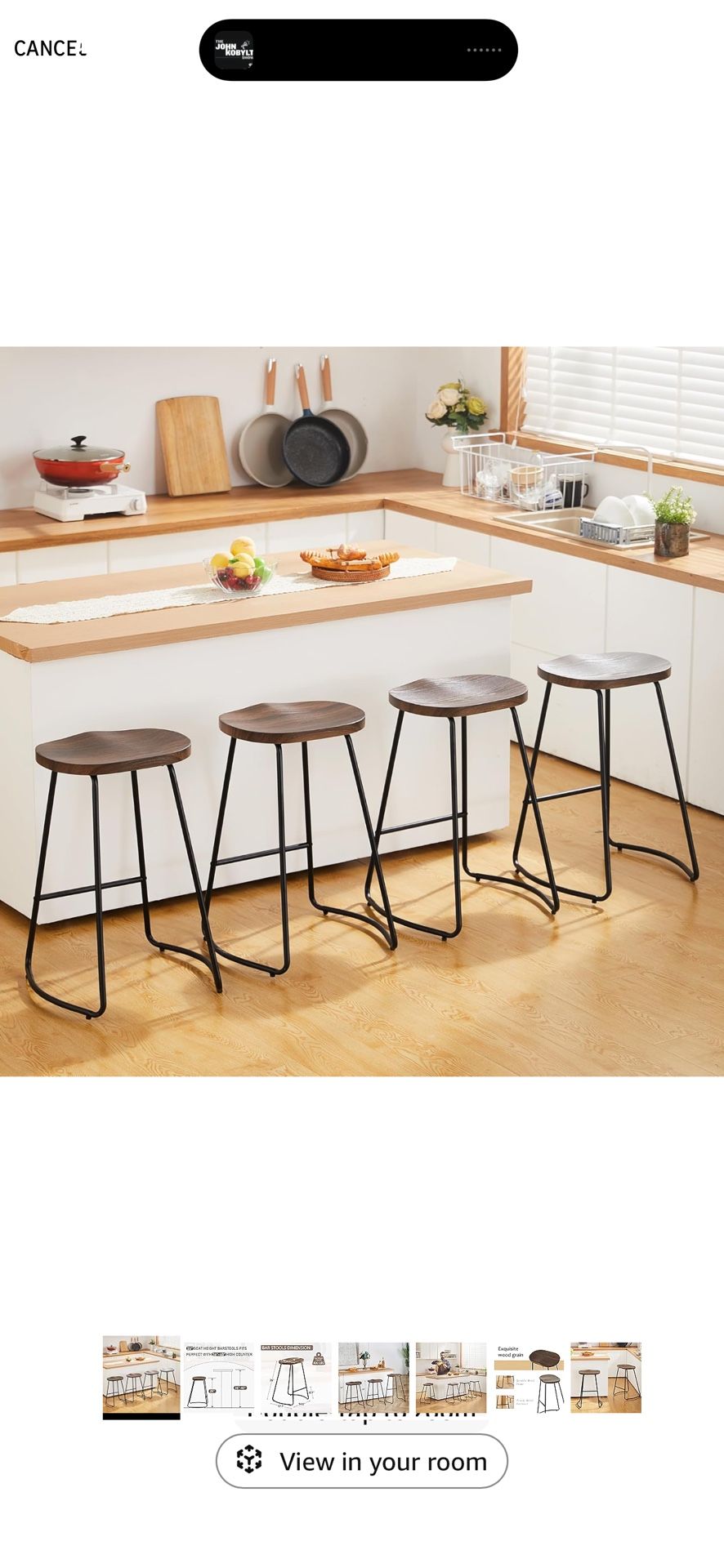 New set of 4 26” wood saddle seat barstools
