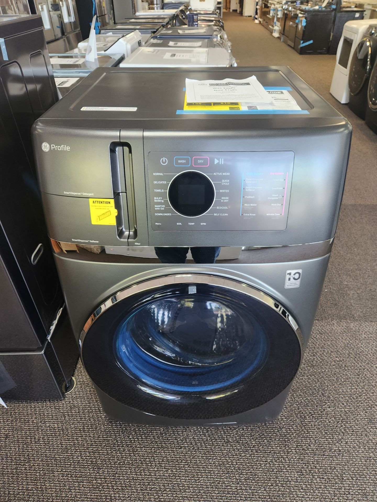 Profile 4.8 cu. ft. Smart UitraFast Electric Washer & Dryer Combo in Carbon Graphite with Ventless Heat Pump Technology