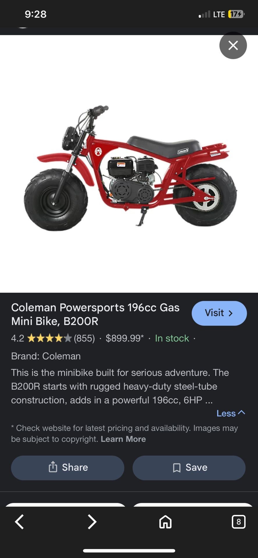 2025 Coleman B200R Mini-Bike