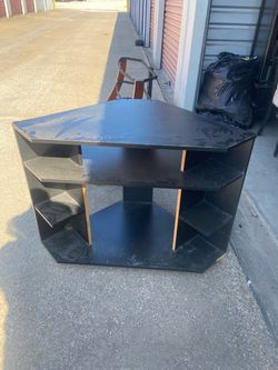 Black Corner TV Stand with Shelves