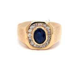 14Kt Yellow Gold Diamond Sapphire Ring 9.24g Size 10 2275