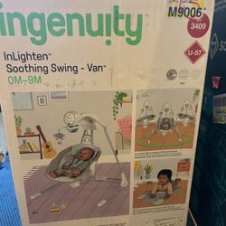 Ingenuity InLighten Baby Swing, Motorized Vibrating, Swivel Infant Seat, Gray