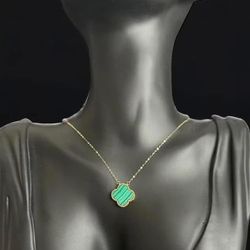 Real 18K Green Clover Necklace.