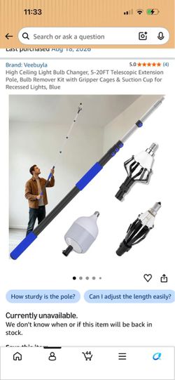 Veebuyla Telescopic Light Bulb Changer Pole Kit