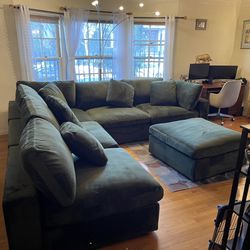 6-Seat Modular Corner Lounger Sectional Olive Green 