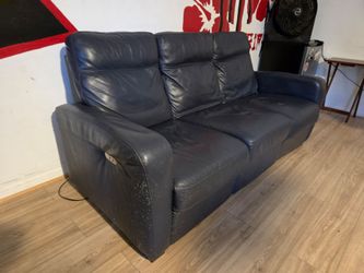 Blue leather couch