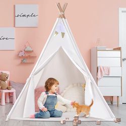 Tiny Land Teepee Tent for Kids, 100% Cotton Play Tent