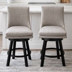 Two Gray Swivel Counter Stools