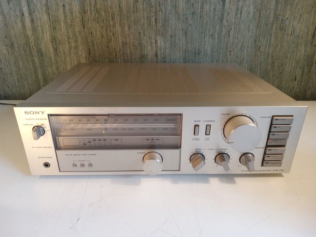 Sony STR-V35 Stereo Receiver 80s Vintage Silver Japan