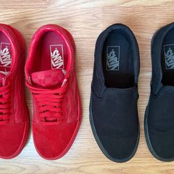 2 Pairs Of Men’s Vans Size 7.5 Mens Womens 9