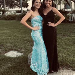 Strapless Teal Sparkly Prom/homecoming Dress