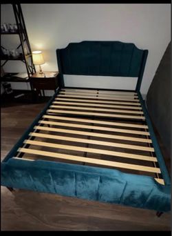 Velvet Upholstered Bed Frame -Queen Size