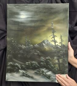 Art #737 Evening Rainier Moon 16×20