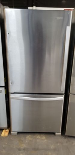 Refrigerator Stainless Bottom Freezer Whirlpool 30"W $39 Down Payment Only