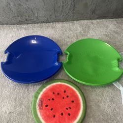  3 Saucer Sleds - For Snow, Water, AND Gardening!