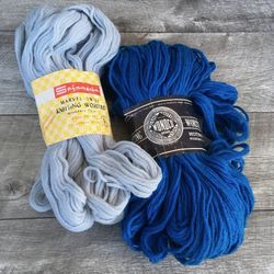 Lot 2 Skeins Vintage Wool Slate Grey and Blue