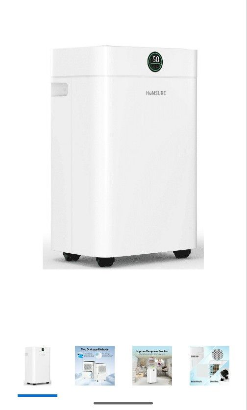HUMSURE Dehumidifier 12Pint(DOE) 50 Pint Max for 3000 Sq ft Room, for Basements with Drain Hose, Dehumidifier for Large Home Bathroom and Bedroom (95℉
