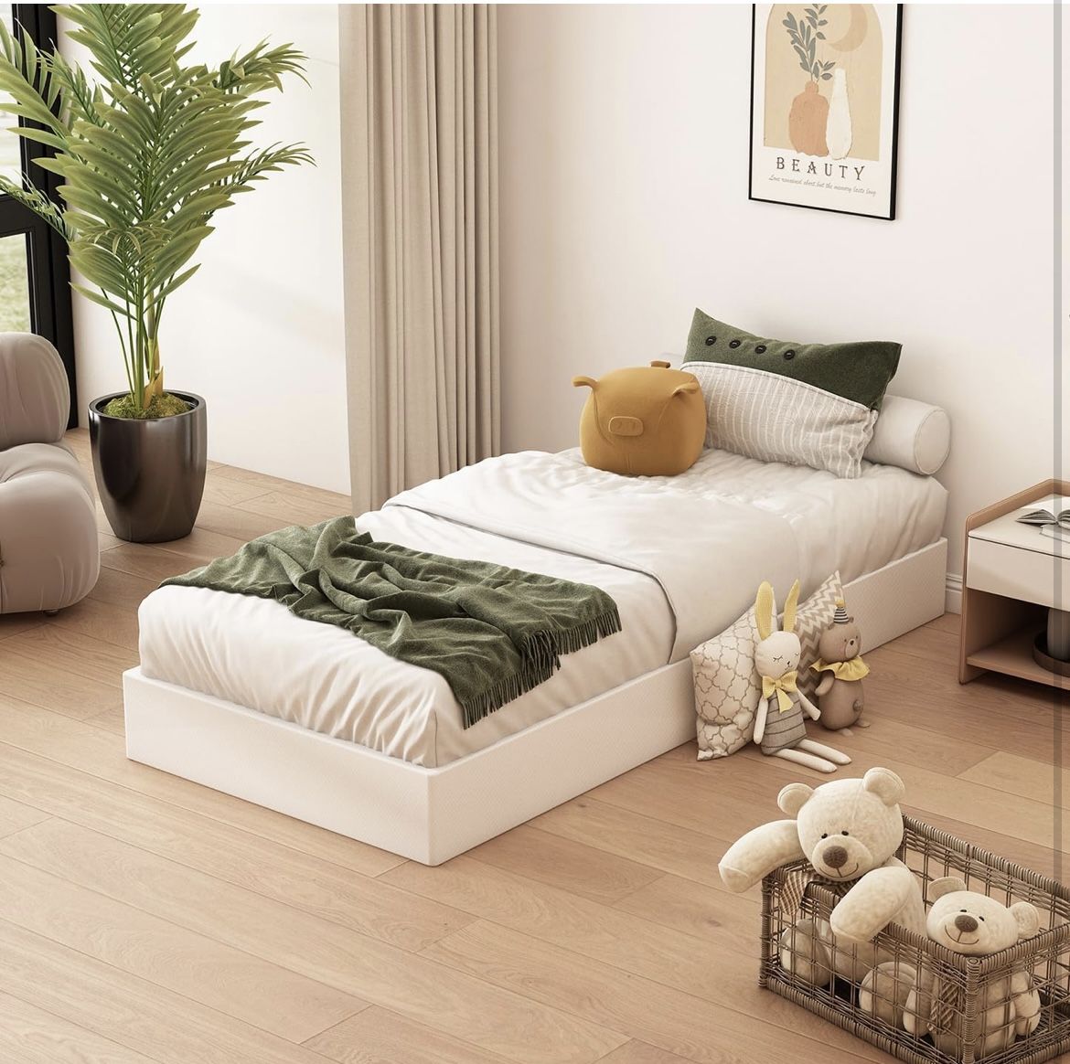 Twin XL Box Spring 8 Inch, High Profile Metal with Fabric Coverg, Easy Assembly