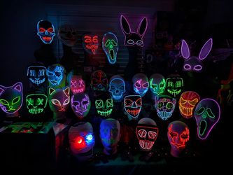 LED Neon Light-Up Halloween Masks Collection