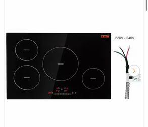 30.3 x 20.5 in. Built-in Induction Electric Cooktop in Black Stove Top with 4 Modular Burners Ceramic Glass